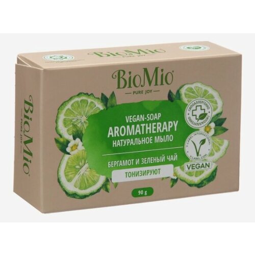 Мыло натуральное BioMio, Vegan-Soap, Бергамот и Зеленый чай, 90 гр мыло натуральное biomio vegan soap бергамот и зеленый чай 90 гр 3 упаковки