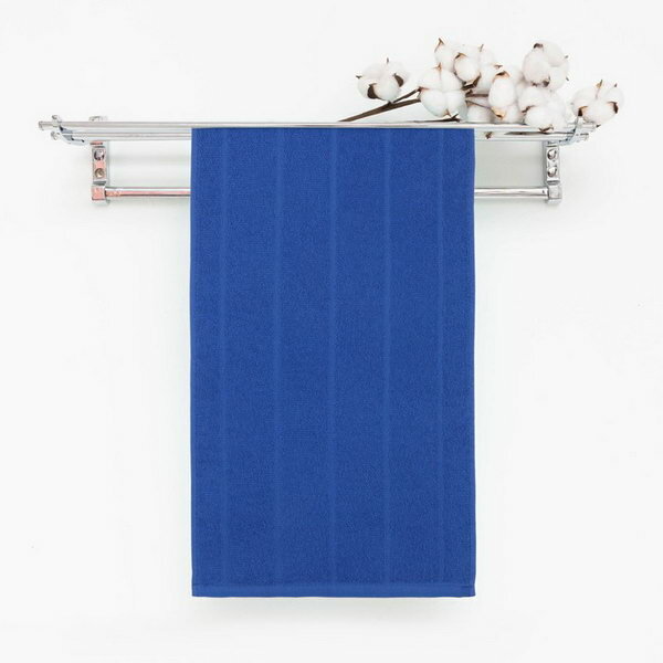 фото Полотенце махровое жаккардовое 30х60см, синий 280г/м, хлопок 100%