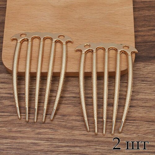 Заколка гребень для волос женский металлическая золотистая 2 шт 549₽