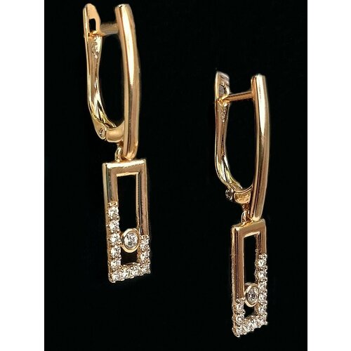 Серьги FJ Fallon Jewelry, фианит, искусственный камень, жемчуг имитация, размер 10 мм, золотой