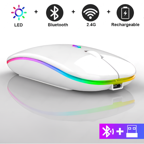 Беспроводная компьютерная мышь LED подсветка Bluetooth Wireless 24G Белый 555₽