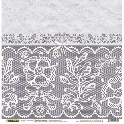 Craft Premier Бумага для скрапбукинга 30.5х30.5см Свадебное кружево бантик