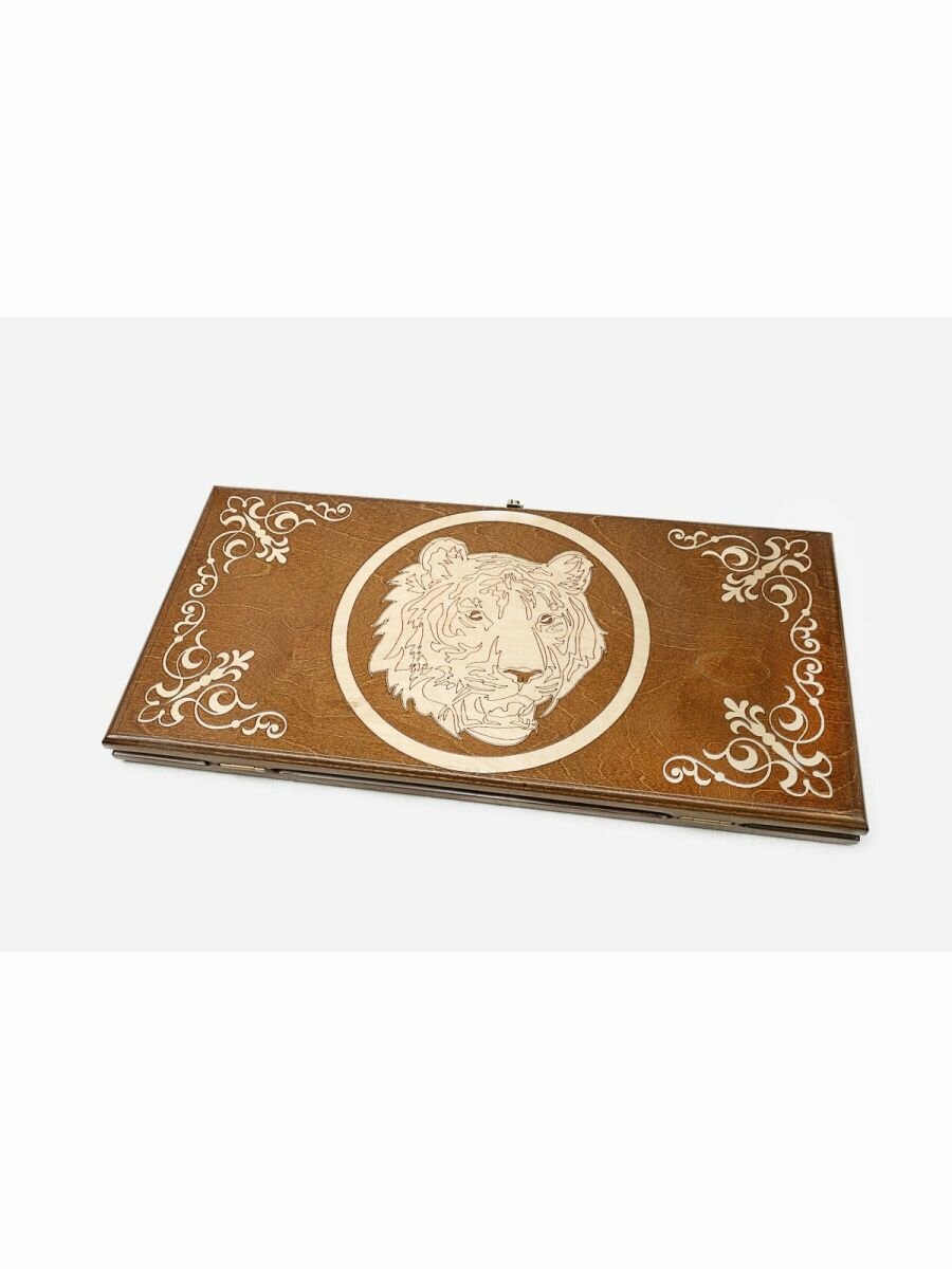 Нарды Handle "Голова Тигра", из фанеры, авторские, бронзовые клапаны, лак — фото 1