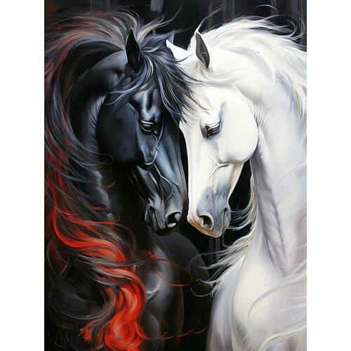 Алмазная мозаика Гранни «Притяжение лошадей» (40х30 см, полная выкладка, квадратные стразы)