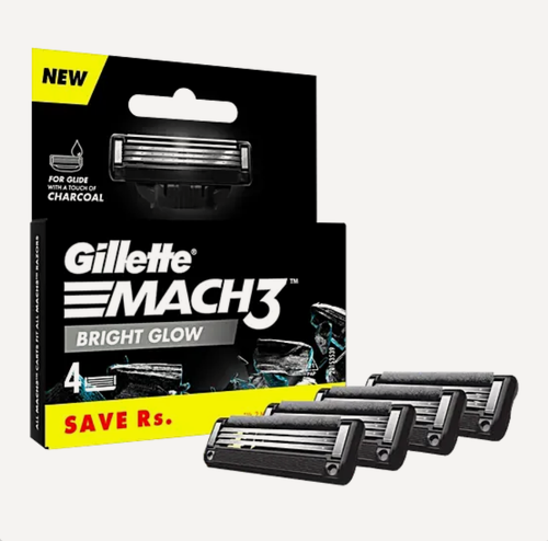 Изображение товара Сменные кассеты Gillette Blades Mach3 Bright Glow Charcoal, 4 шт в упаковке.