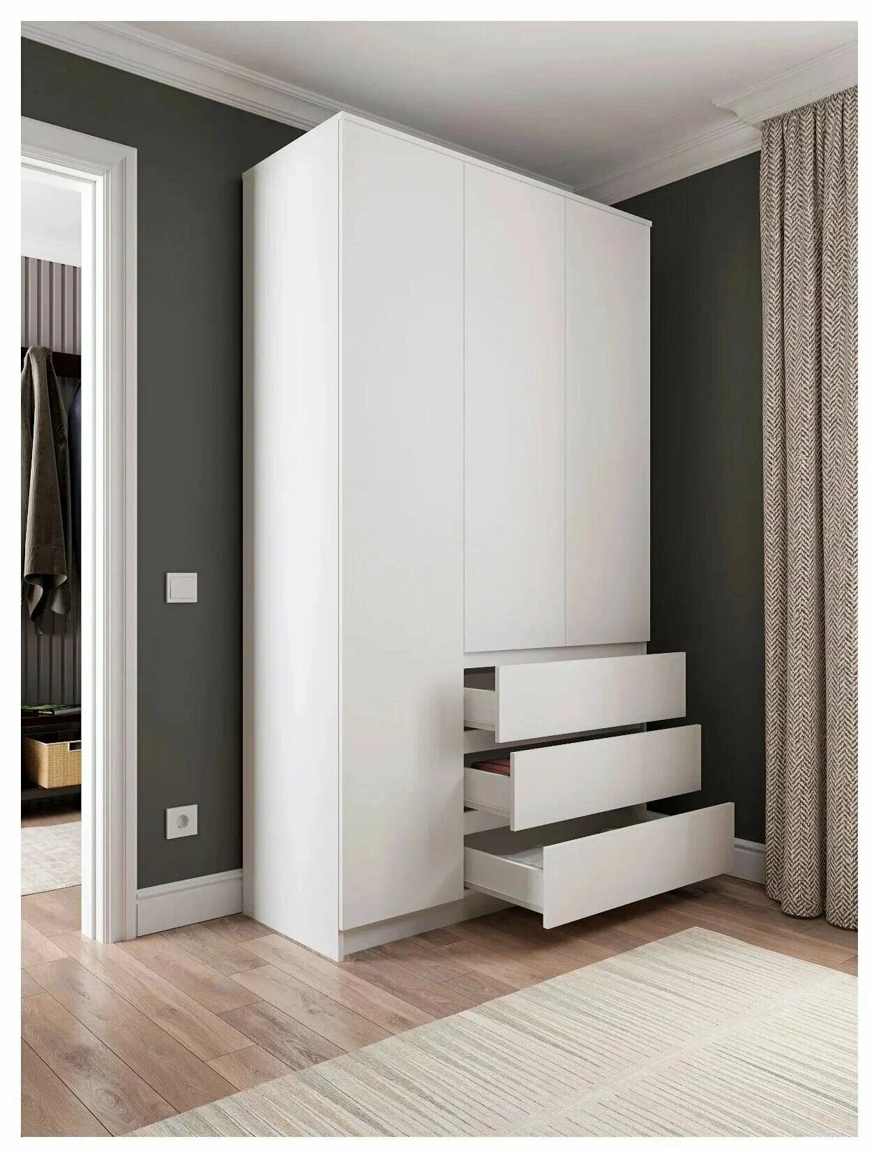 Шкаф для одежды 120x50x210 стиль Икеа без ручек