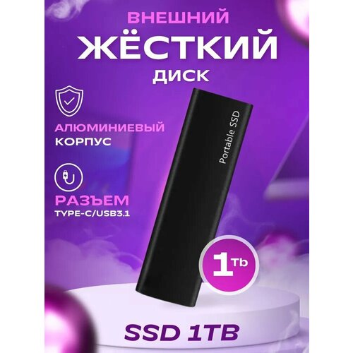 Внешний SSD-диск 1Тб для хранения информации черный матовый 2399₽