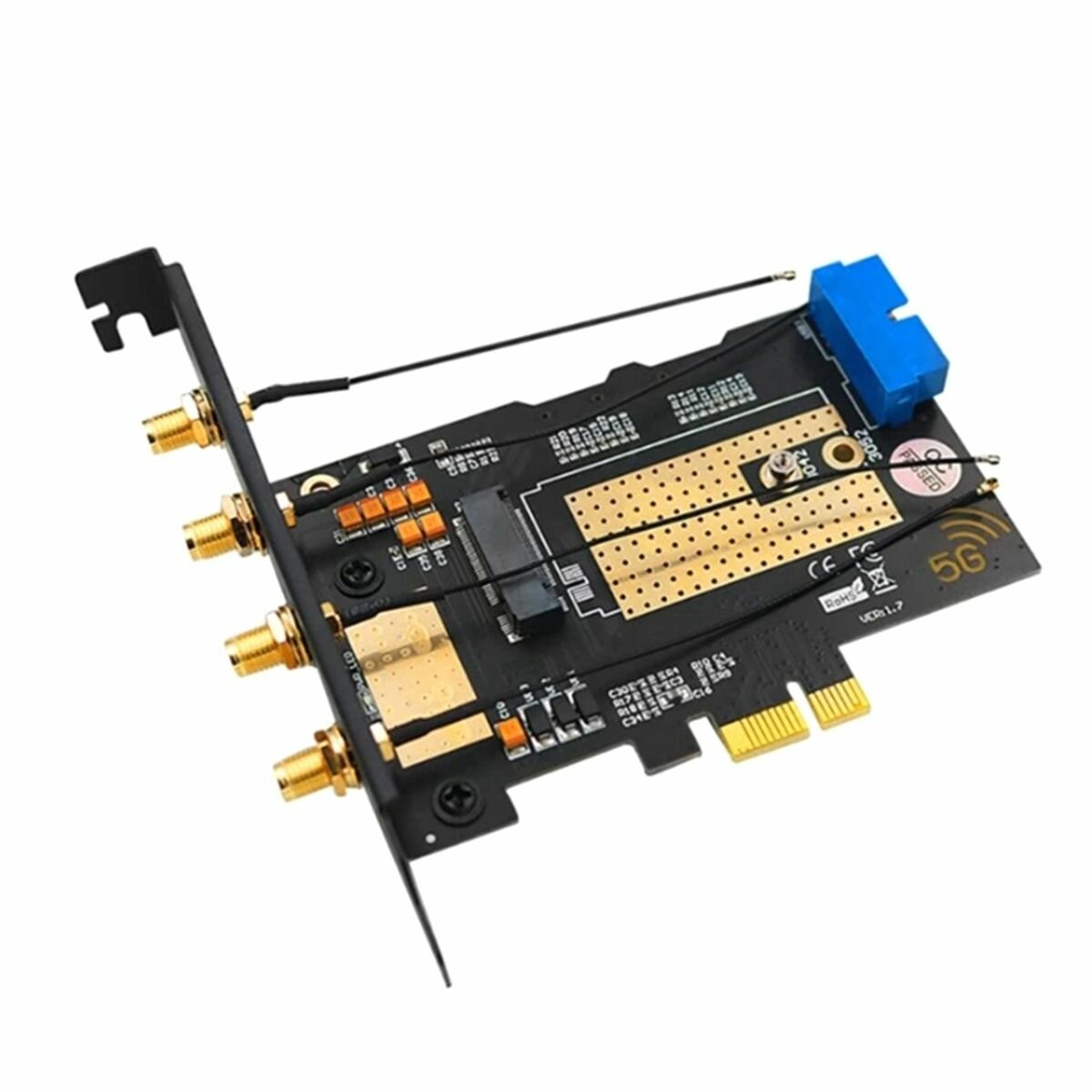 M.2 B Key USB3.0 и PCIe 5G Dual Bus 5G-WWAN карта адаптера карты, настольный компьютер с 4 антеннами и слотами для SIM-карт