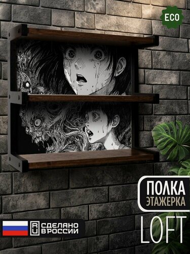 Изображение товара Полка настенная, навесная с принтом "Дзюнджи Ито ( Ужасы, манга, Спираль, Uzumaki) - 4250535"