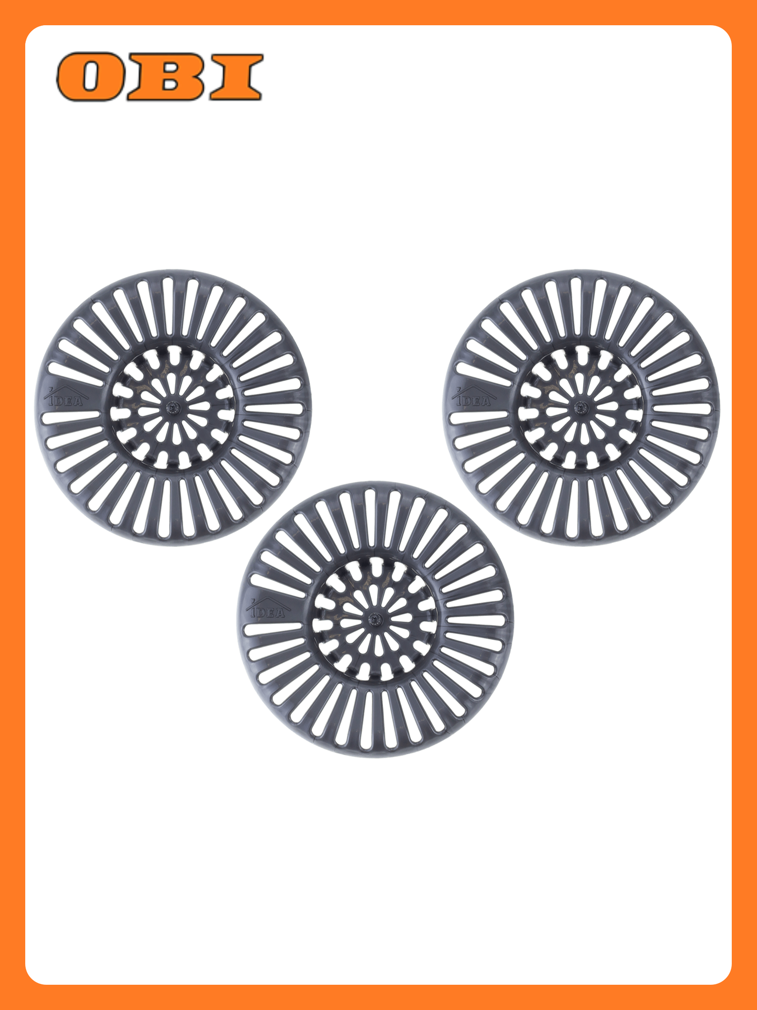 Сито в раковину полипропилен встраиваемое круглое серое 3 шт