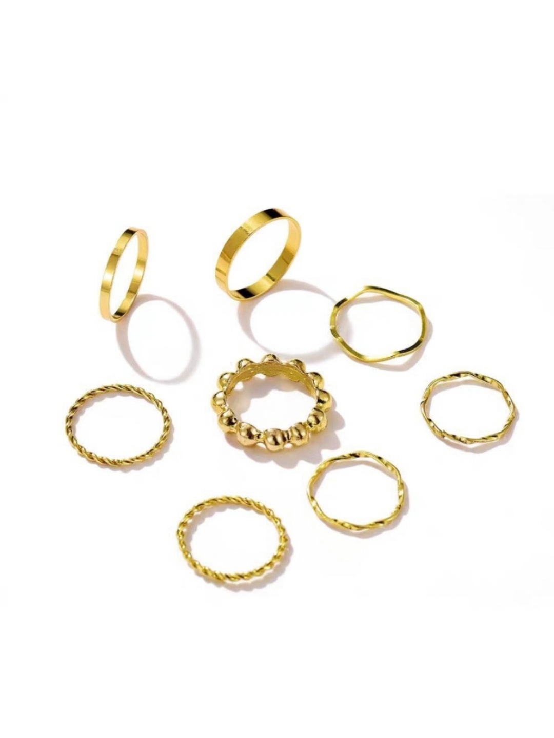 Набор колец, безразмерное, ширина 3 мм, золотой — фото 1