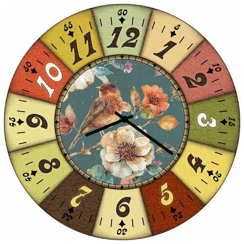фото Svs настенные часы svs 3502328 цветы и птичка