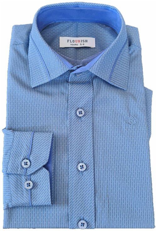 Школьная рубашка, размер 110-116, синий