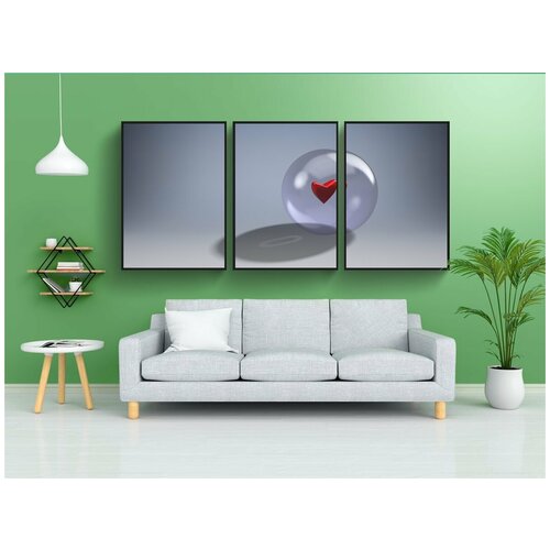 фото Набор модулных постеров для интерьера "сердце, любовь, мяч" 60x90 см. в тубусе, без рамки lotsprints