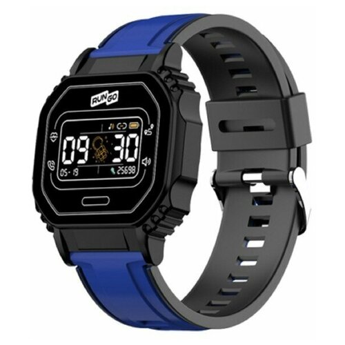 Смарт-часы RunGo W4 096 TFT функция разговора шагомер пульсометр 90 мАч сине-черные 307000₽