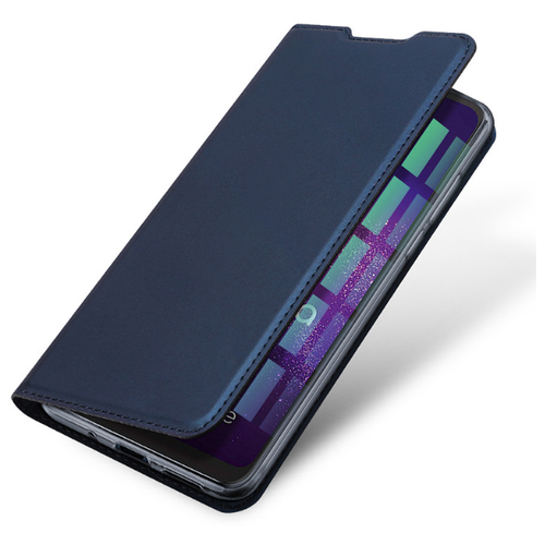 Чехол-книжка MyPads для Samsung Galaxy A01 SM-A015F (2020) водоотталкивающий с мульти-подставкой на жесткой металлической основе синий