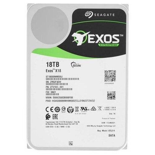 Жесткий диск Seagate Exos X18 18Tb ST18000NM000J жесткий диск seagate original exos x18 18tb st18000nm000j уцененный гарантия 14 дней