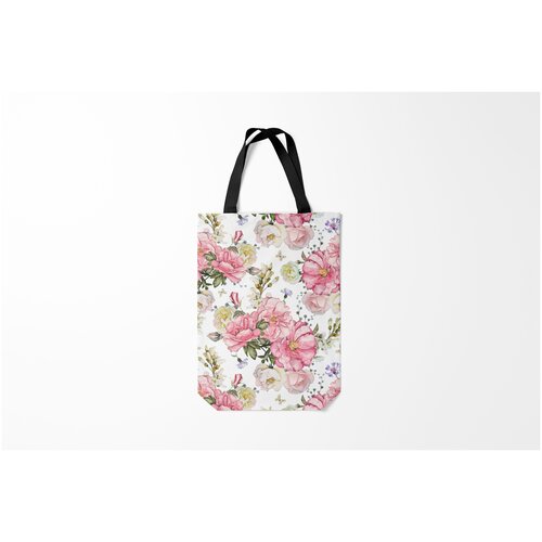 фото Сумка-шоппер / 31х42 см / девушкам / цветочки и бабочки розовые розы burnettie
