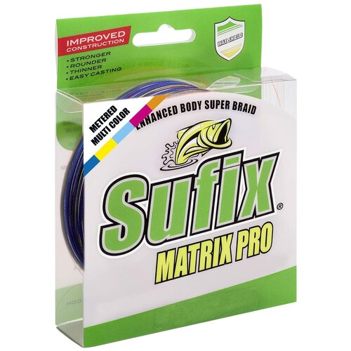 Плетеный шнур Sufix Matrix Pro d=0.15 мм, 100 м, 10 кг, multicolor, 1 шт.