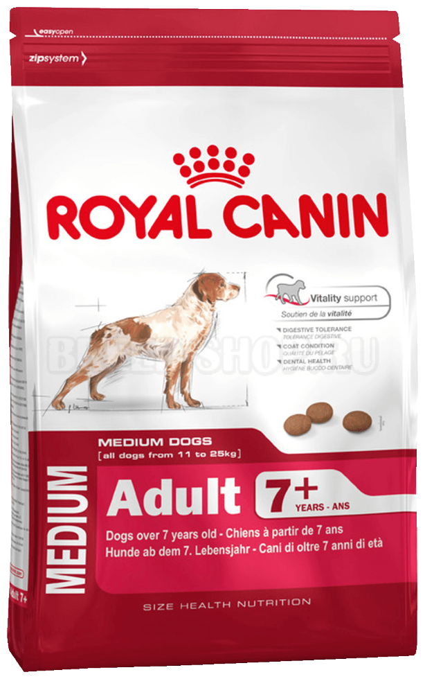 Корм для взрослых собак средних размеров Royal Canin Medium Adult 7+ (Медиум Эдалт 7+) сухой от 7 лет и старше, 4 кг - фотография № 5