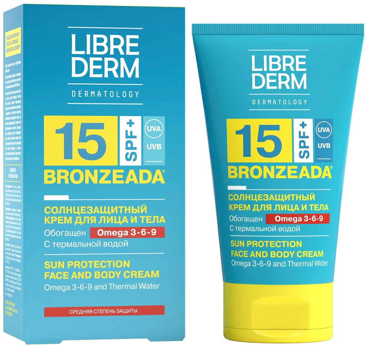 Крем Librederm (Либридерм) Bronzeada солнцезащитный SPF15 с омега 3-6-9 и термальной водой 150 мл TARGET S.r.l. - фото №5