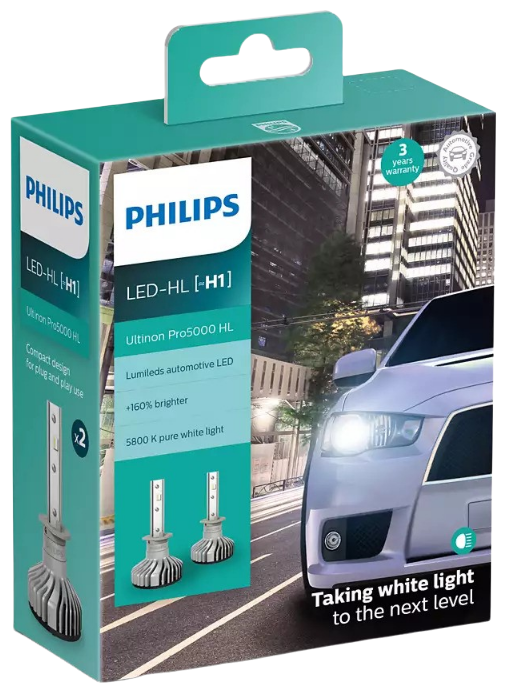 11258U50CWX2 PHILIPS Комплект светодиодных ламп LED H1 P14,5s 12/24V 15W 5800К X2 (2шт)