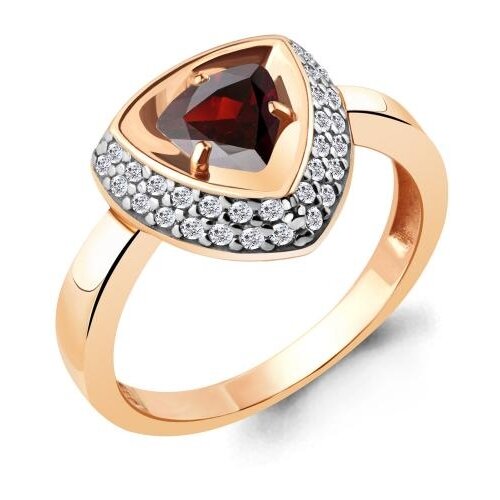 фото Кольцо из золочёного серебра aquamarine а6917203а-пк с фианитом и гранатом diamant-online