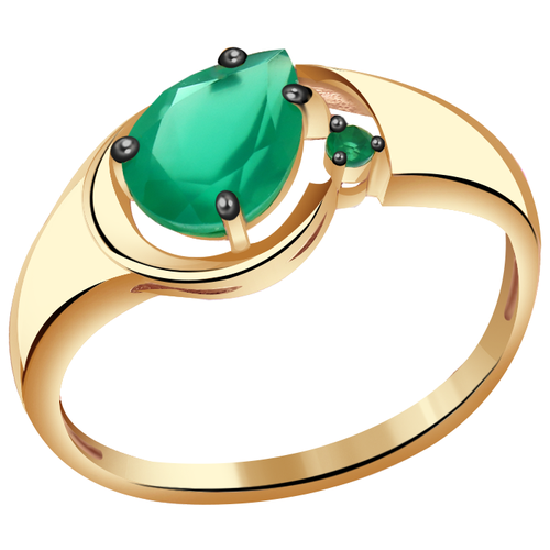 фото Кольцо александра, золото, 585 проба, агат, размер 17.5, зеленый diamant online