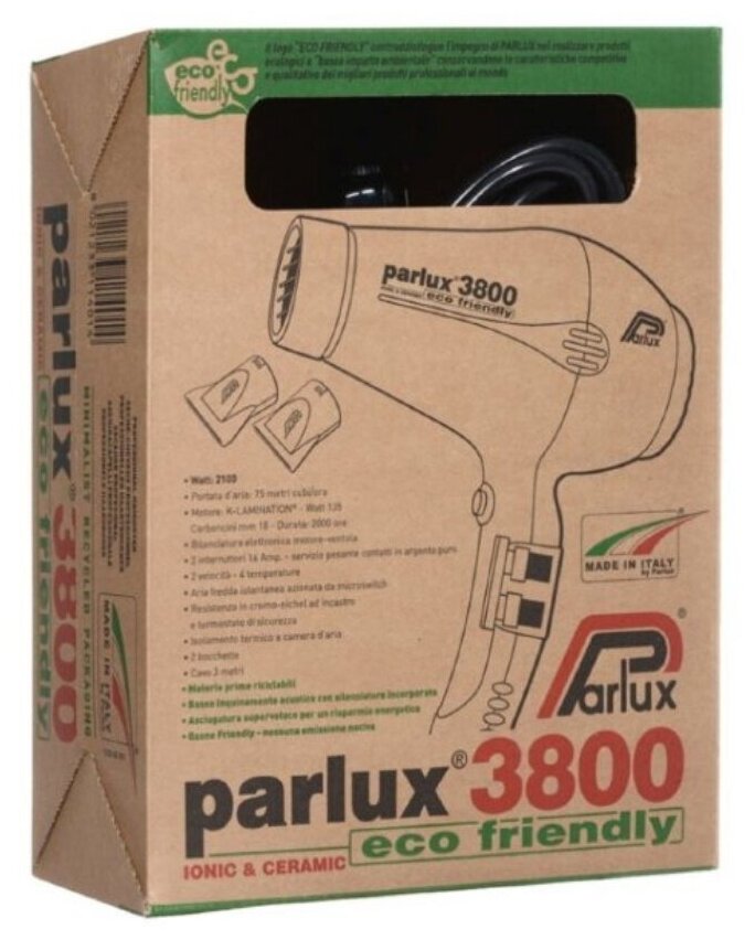 Фен Parlux Eco Friendly 3800 Ceramic+Ionic серебристый - фотография № 11