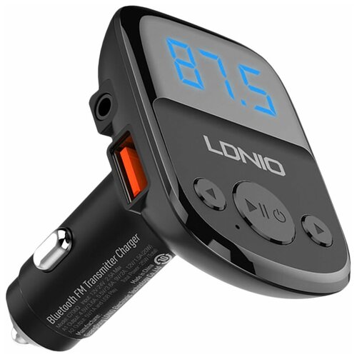 Автомобильная зарядка с Bluetooth FM трансмитером LDNIO C706Q black азу универ 2usb 1а 1а g5004