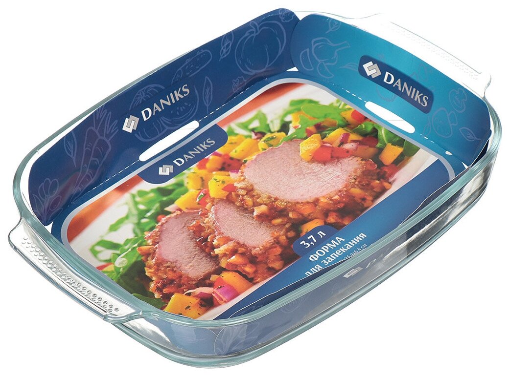 фото Форма для выпечки стекло, 25.4х38х6.4 см, 3.7 л, прямоугольная, Daniks, DNX-37R