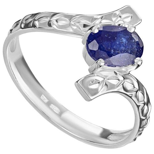 Кольцо Lazurit Online, серебро, 925 проба, родирование, сапфир, размер 18.5, синий