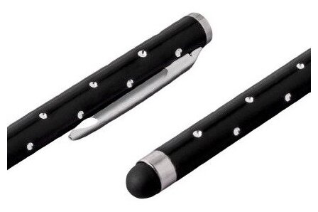 Стилус универсальный / для планшета / для телефона / со стразами черный / Ручка стилус с креплением / Сенсорная ручка дляартфона