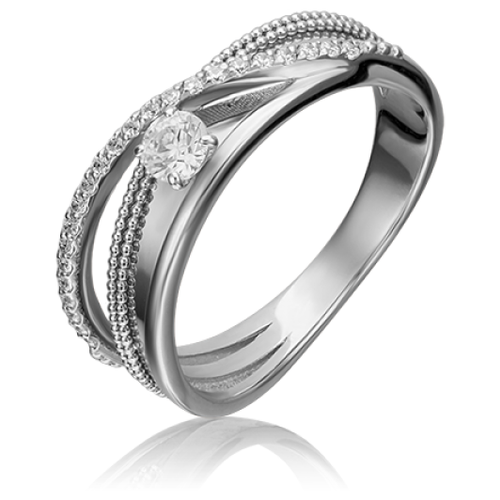 PLATINA jewelry Кольцо из белого золота с бриллиантом 01-5220-00-101-1120-30, размер 16,5