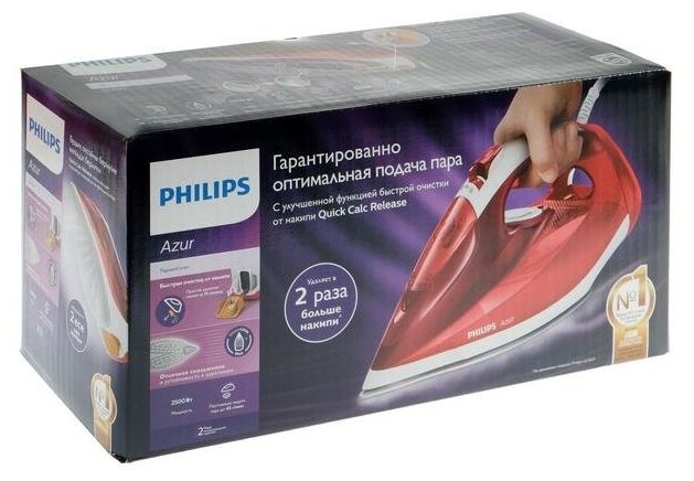 Утюг PHILIPS , 2500Вт, красный/ белый - фото №15