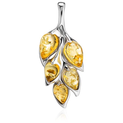 фото Amberholl яркая подвеска из серебра и натурального балтийского лимонного янтаря «флора»
