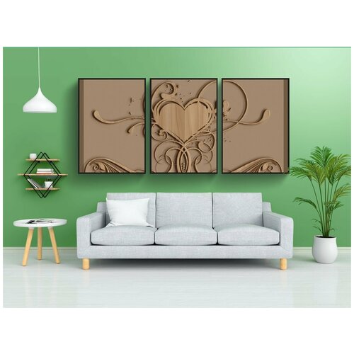 фото Набор модулных постеров для интерьера "древесина, лепить, резной" 60x90 см. в тубусе, без рамки lotsprints