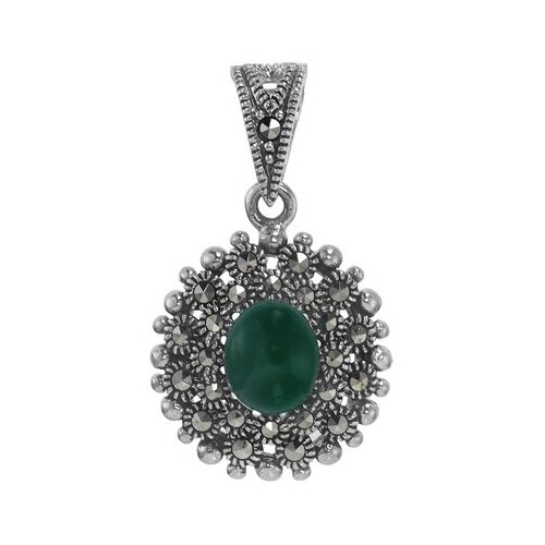 фото Серебряная подвеска 'азалия' с хризопразом и марказитами серена-сильвер