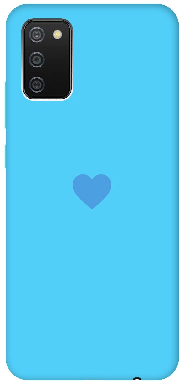 Силиконовая чехол-накладка Silky Touch для Samsung Galaxy A02s с принтом "Heart" голубая