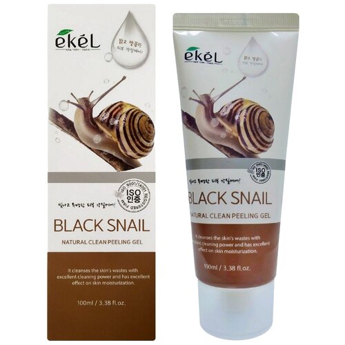 Ekel Пилинг-скатка Natural Clean Peeling Gel Black Snail с экстрактом черной улитки, 100 мл пилинг скатка ekel с муцином чёрной улитки 100 мл комплект из 4 шт