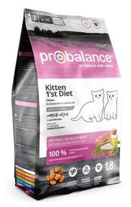 Probalance Сухой корм для котят первый рацион с 2 месяцев с цыпленком 32 PB 145 0,4 кг 54839