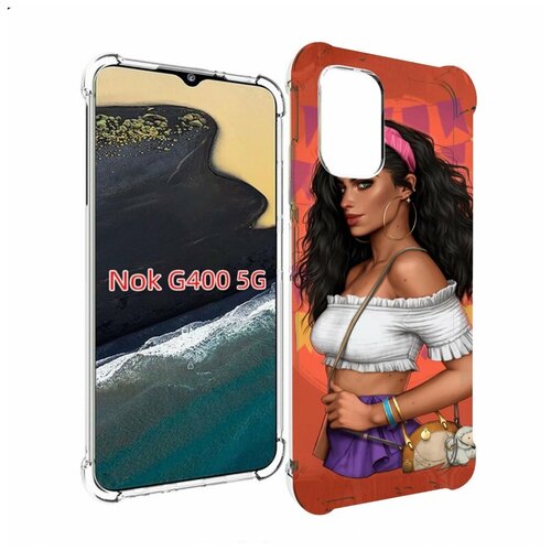 Чехол MyPads девушка-с-сумкой-мулатка женский для Nokia G400 5G задняя-панель-накладка-бампер чехол mypads девушка с цветами с гранями женский для nokia g400 5g задняя панель накладка бампер