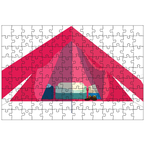 фото Магнитный пазл 27x18см."графический, отдых на природе, палатка" на холодильник lotsprints