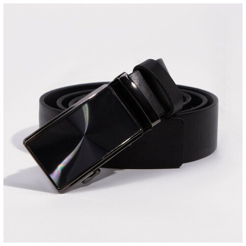фото Ремень мужской, ширина - 3,5 см, пряжка металл, цвет чёрный elstore