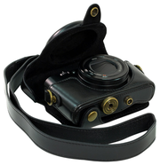 Сумка-футляр-чехол MyPads 2 в 1 из качественной импортной кожи для фотоаппарата Canon PowerShot G16 черного цвета
