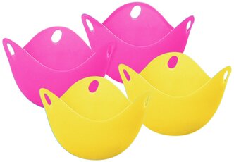 Пашот/ форма для яиц/ силиконовая форма для яичницы/ набор для приготовления яиц пашот из 4 шт (комплект форм силиконовых 2 шт желтый и 2 шт розовый)