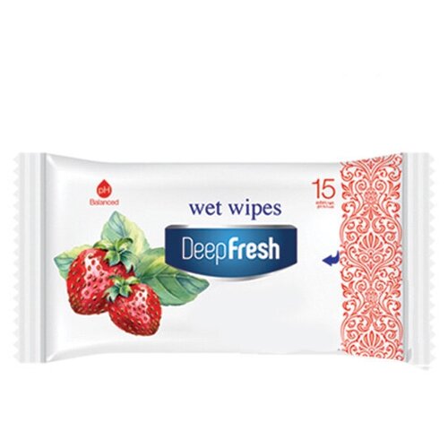 Deep Fresh Унисекс Strawberry Wet Wipes Клубника Влажные салфетки 15шт