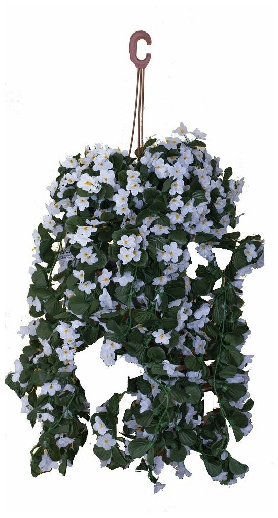 Искусственные цветы Фиалки в подвесном кашпо белые Е-00-23-1 /Искусственные цветы для декора/Декор для дома