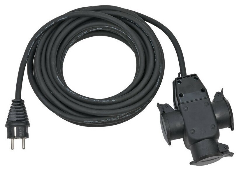 1167810301 Brennenstuhl удлинитель-переноска Extension Cable,10м., кабель черный 1,5мм2, 3 роз.,IP44