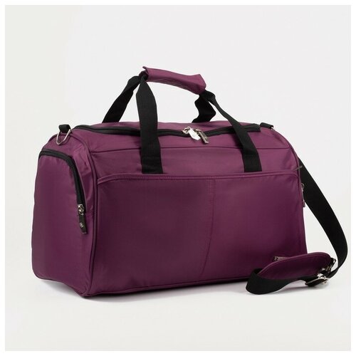 фото Сумка спортивная, отдел на молнии, 3 наружных кармана, длинный ремень, цвет фиолетовый